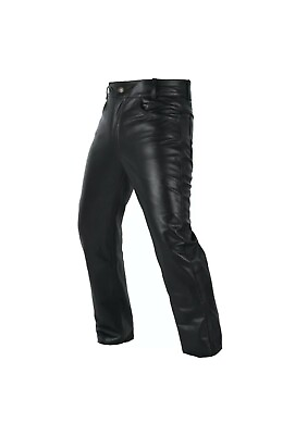 #ad Men#x27;s Motorbike Real Leather Pant 5 Pockets Black Leather Pant 501 Style $69.69