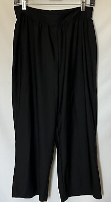 #ad Spanx Lined Wide Leg Crop Pants Black High Rise Stretch Slimming Large $49.99