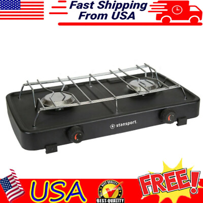 #ad Regulated Propane Stainless Stove Storage Rack Portable W 2 Burner For Camping $68.61