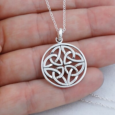 #ad Celtic Trinity Knot Pendant Necklace 925 Sterling Silver Irish Love NEW $25.00