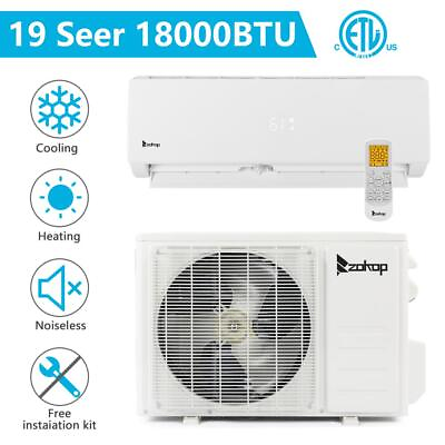 #ad ZOKOP 19 SEER 18000 BTU Ductless Air Split AC Heating System Cooling Pump Timer $639.99