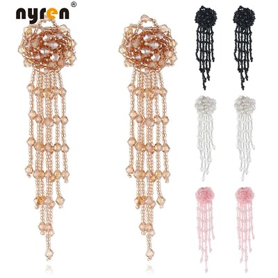 #ad Multi Col Long Crystal Beads Earrings Bohemian Beaded Drop Dangle Earrings 2513 $4.24
