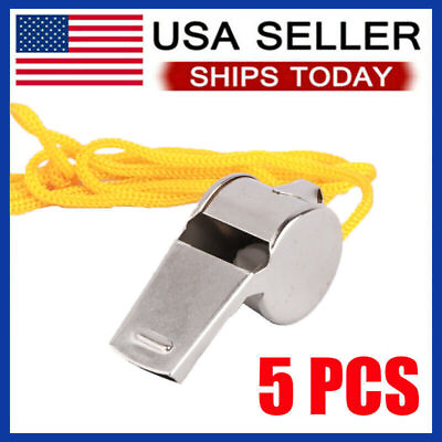 #ad 5 PCS Coach Signal Referee Loud Whistle Survival Safety Sports Basketball $7.98