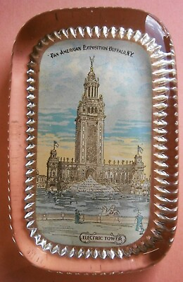 #ad 1901 Pan American Exposition Electric Tower Glass Paperweight by Empire Art Co. $35.00