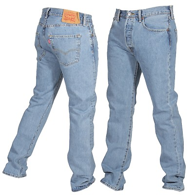 #ad Levis 501 Original Fit Mens Jeans Straight Leg Button Fly 100% Cotton Light Wash $79.50