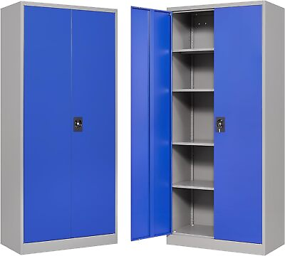 #ad Metal Storage Cabinet withLocking Doors and 4 Adjustable Shelves Garage Cabinet $139.99