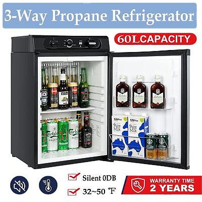 #ad 2.1 Cu.Ft Propane Refrigerator Camper 3 Way Gas 12V 110V Fridge Reversible Door $454.99