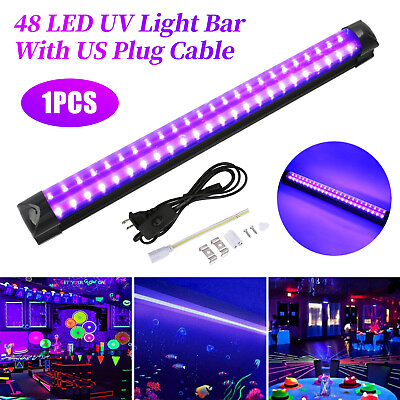 #ad UV Black Light Bar Fixtures Ultraviolet Lamp Strip US Plug DJ Party Club 48LED $14.98