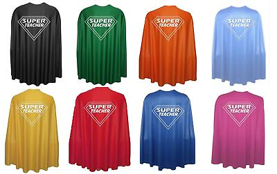 #ad Adults 35quot; Length Super Teacher Superhero Cape School Hero Fancy Dress GBP 14.95