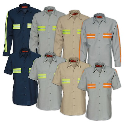 #ad Reed Work Shirts Enhanced Visibility Reflective Hi Vis Men#x27;s Industrial Uniform $29.98