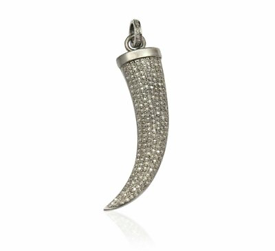 #ad Horn Pendant Pave Diamond Modern Pendant 925 Silver Diamond Horn Pendant. $222.70