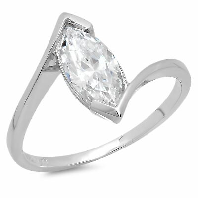 #ad 2 ct Marquise Cut Lab Created Diamond Stone 14K White Gold Solitaire Ring $13726.13