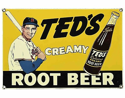 #ad VINTAGE TED#x27;S ROOT BEER PORCELAIN SIGN GAS OIL COCA COLA PEPSI MOUNTAIN DEW MLB $99.76
