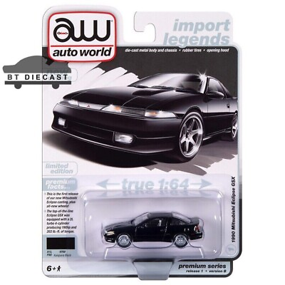 #ad #ad AUTOWORLD 1990 MITSUBISHI ECLIPSE GSX 1 64 DIECAST MODEL CAR BLACK AWSP149 B $9.97