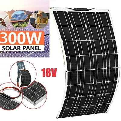 #ad 300W Watt Solar Panel Flexible 18V Power Mono Camping Home RV Battery Charge $102.99