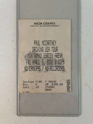 #ad PAUL MCCARTNEY CONCERT TICKET STUB 2002 MGM Grand Front Row Center $45.00