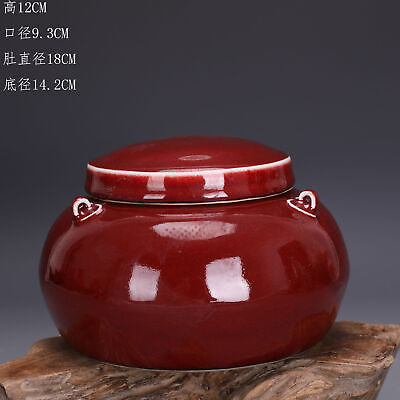 #ad 7“China ancient Da Ming Xuan De Handmade porcelain Sacrificial red glaze Lid jar $336.00