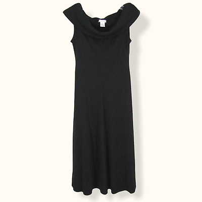 #ad Posh Women#x27;s Black Dress Petite Medium PM boat neck off shoulder LBD $9.98