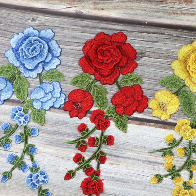 #ad 1pc Sewing On Patch Flower Embroidered Cloth Stickers Fabric Applique Supplies C $1.37