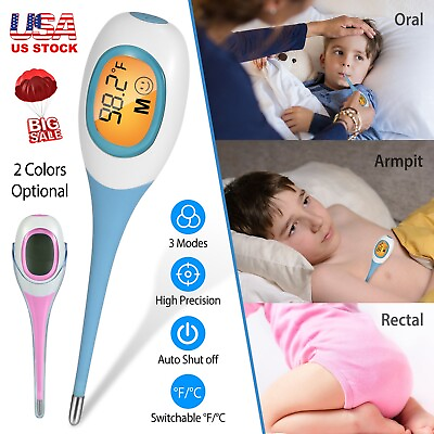 #ad Soft Digital Fever Thermometer for Adults Kids Medical Oral Rectal Underarm Body $9.65