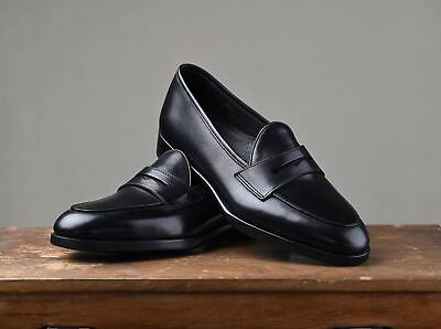 #ad NEW Handmade Black Genuine Leather Moccasin Slip On Penny Loafer Shoes For Men $154.99