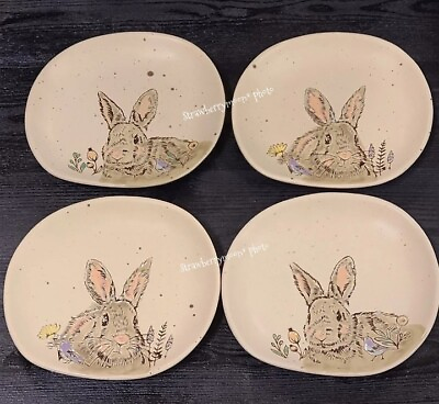 #ad Spectrum Designz Embossed Easter Bunny Bird Floral Appetizer Dessert Plates $32.00