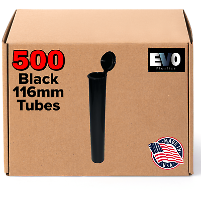 #ad 116mm Pre Roll Tubes 500 Black Pop Top Joints BPA Free Pre Roll Vial $64.99