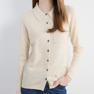 #ad Cardigan Women Sweaters Solid Knitted Wool Spring Jumper Jackets Single Breasted $75.64