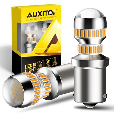 #ad AUXITO 1156 LED Bulbs 400% Super Bright 7506 BA15S P21W 1156 7506 Amber Yellow $31.63