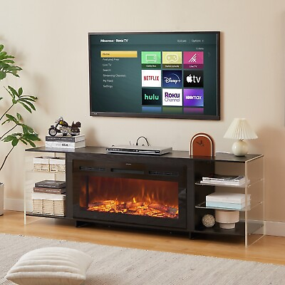 #ad TV Stand with Fireplace with Power Port LED Display Media Entertainment Center $336.69