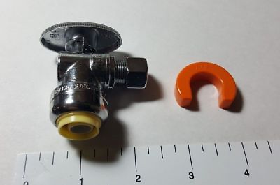 #ad 10 PCS. 1 2quot; X 3 8quot; PUSH FIT 1 4 TURN ANGLE STOP VALVE WITH 1 CLIP. LEAD FREE $42.78
