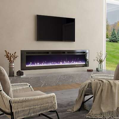 #ad 72quot; Electric Fireplace Wall Mounted Linear Fireplace Heater w Remote Control $920.99