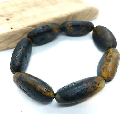 #ad Large Black Natural Baltic Amber Bracelet Jewelry Gift For Men Women $38.99