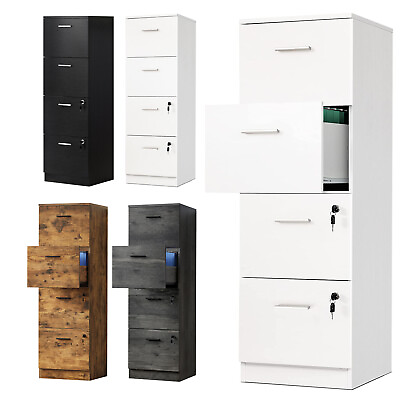 #ad 4 Drawer Filing Cabinet Vertical File Cabinet Lockable Office Storage Drawers $90.39