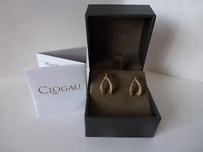 #ad Clogau Gold 9ct Yellow Gold Diamond Wishbone Stud Earrings RRP £820 GBP 295.00