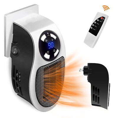 #ad Top Heat Plug in Heater for Indoor Use350W Smart Space Electric Fan Heater Wall $32.99
