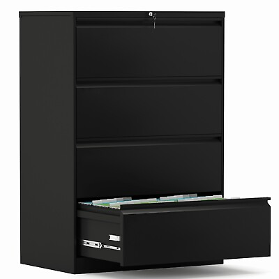 #ad Metal Lateral File Cabinet with 4 Drawer Metal Storage Filing Cabinet A4 Legal $201.59
