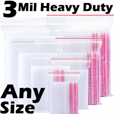 #ad 100 Clear Heavy Duty Reclosable Zipper Bags Zip Large Small Plastic Lock Clothes $15.95
