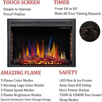 #ad Electric Fireplace Insert39quot;Freestanding Recessed Electric Stove HeaterRemotes $300.00