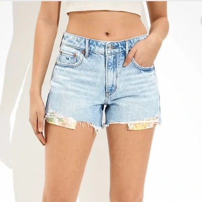 #ad American Eagle Women 12 Denim tomgirl Short light blue exposed pockets jean 7171 $22.00