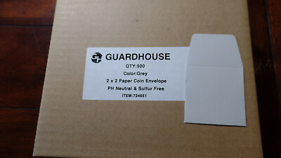 #ad 500 Box 2x2 Gray Paper Envelopes Coin Safe Archival Grey PH Neutral Sulfur Free $28.75