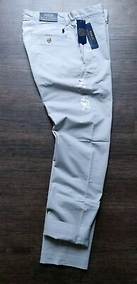 #ad POLO RALPH LAUREN MENS STRETCH STRAIGHT FLAT FRONT TWILL COTTON GRAY CHINO PANT $66.75