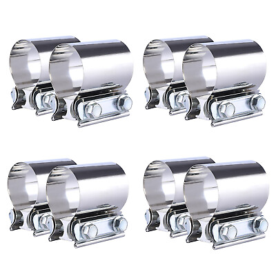 #ad 8pcs 4quot; T304 Stainless Steel Butt Joint Band Muffler Exhaust Pipe Clamp Sleeve $46.98