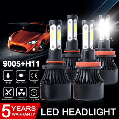 #ad 4 Side 9005 H11 672000LM Combo LED Headlight Kits High Low Beam Bulb 6000K White $17.50