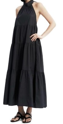 #ad Theory Tiered Halter Maxi Dress Black Size L Worn 1 Time $89.00