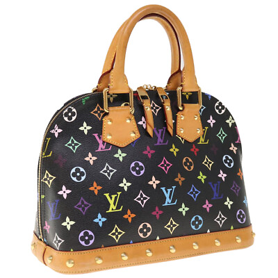#ad LOUIS VUITTON Monogram Multicolor Alma Hand Bag Black M92646 LV Auth 65443A $980.00