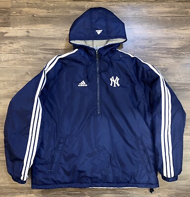 #ad Vintage 2004 Adidas NY New York Yankees Reversible Puffer Jacket Embroidered XL $59.95