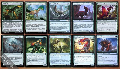 #ad Set of 10 Green Dinosaur Creatures Common amp; Uncommon *NM* English Magic MTG $4.99