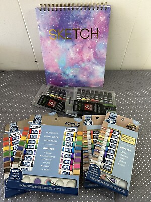 #ad New Acrylic Paint Bundle Classic Trendy Glitter Highly Pigmented Sketch Pad $20.00
