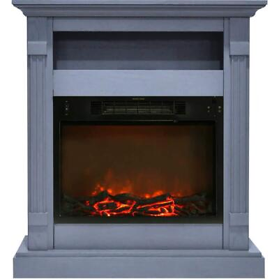 #ad Cambridge Electric Fireplace 37quot;Hx33.9quot;Wx10.4quot;D Plug In Metal Storage Shelf Blue $365.88